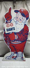 MaxSold Auction: 48&#34; 1991 the party animal inc. team NFL plastic corrugated character with go giants sign  - Walworth (New York, USA) SELLER MANAGED Downsizing Online Auction - High Street
