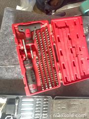 MaxSold Auction: 50+ Piece Socket Set with Ratchets, Extensions &#38; Bits+ Mac Tools set+ Skil grinder - Halton Hills (Ontario, Canada) SELLER MANAGED Downsizing Online Auction - Barber Drive