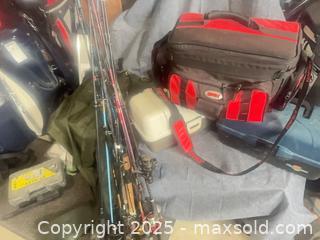 MaxSold Auction: Massive Fishing Lot: 12 Rods, 3 Tackle Boxes, Fishing Waiter Pants - Halton Hills (Ontario, Canada) SELLER MANAGED Downsizing Online Auction - Barber Drive