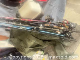 MaxSold Auction: Massive Fishing Lot: 12 Rods, 3 Tackle Boxes, Fishing Waiter Pants - Halton Hills (Ontario, Canada) SELLER MANAGED Downsizing Online Auction - Barber Drive