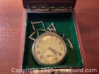 MaxSold Auction: Antique Elgin Pocket Watch &#38; Watch Chain with Wood Case - Works - Ottawa (Ontario, Canada) SELLER MANAGED Downsizing Online Auction - Sunnyside Avenue