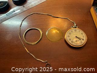 MaxSold Auction: Antique Elgin Pocket Watch &#38; Watch Chain with Wood Case - Works - Ottawa (Ontario, Canada) SELLER MANAGED Downsizing Online Auction - Sunnyside Avenue