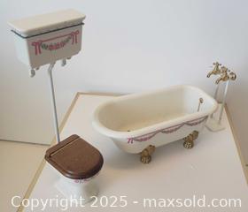 MaxSold Auction: Vintage dollhouse bathroom tub, faucets, toilet with water tank and sink cabinet - Toronto (Ontario, Canada) SELLER MANAGED Downsizing Online Auction - Davisville Avenue (CONDO)