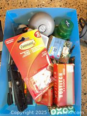 MaxSold Auction: Assorted Office Supplies Lot in Blue Bin with 2 Desk/Standing Lamps - Saanich (British Columbia, Canada) PARTNER MANAGED Downsizing Online Auction - Marsett Place