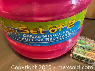 MaxSold Auction: Set of 2 Money Jugs w/Coin Recognition - Small Jug Is Inside Large Jug - Forks Township (Pennsylvania, USA) SELLER MANAGED Downsizing Online Auction - Ben Jon Road