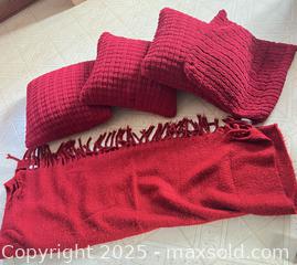 MaxSold Auction: 4 Red Pottery Barn Decorative  Pillow, Cover, Red Pottery Barn Throw - Point Edward (Ontario, Canada) PARTNER MANAGED Estate Sale Online Auction -  Michigan Avenue