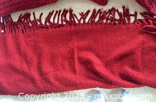 MaxSold Auction: 4 Red Pottery Barn Decorative  Pillow, Cover, Red Pottery Barn Throw - Point Edward (Ontario, Canada) PARTNER MANAGED Estate Sale Online Auction -  Michigan Avenue