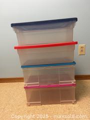 MaxSold Auction: Clear Plastic Storage Totes & Coloured Lids  - Point Edward (Ontario, Canada) SELLER MANAGED Estate Sale Online Auction -  Michigan Avenue