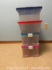 MaxSold Auction: Clear Plastic Storage Totes & Coloured Lids  - Point Edward (Ontario, Canada) SELLER MANAGED Estate Sale Online Auction -  Michigan Avenue