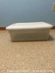 MaxSold Auction: Clear Plastic Storage Totes & Coloured Lids  - Point Edward (Ontario, Canada) SELLER MANAGED Estate Sale Online Auction -  Michigan Avenue