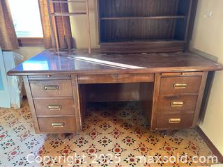 MaxSold Auction: Mid Century Modern Walnut Tanker Desk. - Point Edward (Ontario, Canada) PARTNER MANAGED Estate Sale Online Auction -  Michigan Avenue