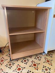 MaxSold Auction: Small Wood Shelf on Wheels - Point Edward (Ontario, Canada) PARTNER MANAGED Estate Sale Online Auction -  Michigan Avenue