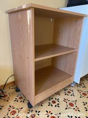 MaxSold Auction: Small Wood Shelf on Wheels - Point Edward (Ontario, Canada) PARTNER MANAGED Estate Sale Online Auction -  Michigan Avenue