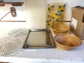 MaxSold Auction: Vintage Anchor Serving Platters, Cutting Boards, Serving Tray, Wicker Baskets  - Point Edward (Ontario, Canada) PARTNER MANAGED Estate Sale Online Auction -  Michigan Avenue