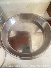 MaxSold Auction: Vintage Hand-crank Flour Sifter, Stainless Steel Serving Tray, 9" Cake Pan, Cheese Grater, - Point Edward (Ontario, Canada) PARTNER MANAGED Estate Sale Online Auction -  Michigan Avenue