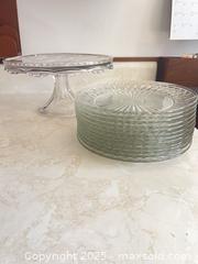 MaxSold Auction: Vintage Pressed Glass Cake Stand, 12, Duralex Vintage French Small Dinner Plates  - Point Edward (Ontario, Canada) PARTNER MANAGED Estate Sale Online Auction -  Michigan Avenue