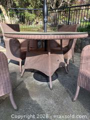MaxSold Auction: (6pc) Ratana Outdoor Furniture Set & Garden Treasure Umbrella - West Vancouver (British Columbia, Canada) PARTNER MANAGED Estate Sale Online Auction - Southborough Drive