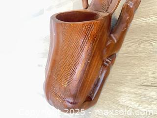 MaxSold Auction: Hand carved wooden wine bottle holder - Cocoa (Florida, USA) SELLER MANAGED Estate Sale Online Auction - Broadcast Court