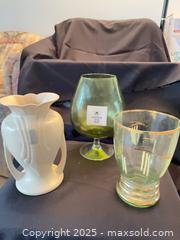 MaxSold Auction: Assorted Vases Art Deco, Green Glass  - Arran-Elderslie (Ontario, Canada) PARTNER MANAGED Estate Sale Online Auction - George Street
