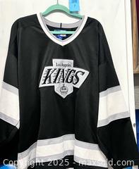 MaxSold Auction: Vintage LA Kings Black &#38; White Jersey 2XL with Hockey Puck  - Los Angeles (California, USA) SELLER MANAGED Reseller Online Auction -  Devonshire Street