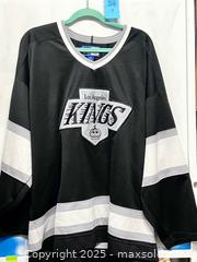 MaxSold Auction: Vintage LA Kings Black &#38; White Jersey 2XL with Hockey Puck  - Los Angeles (California, USA) SELLER MANAGED Reseller Online Auction -  Devonshire Street