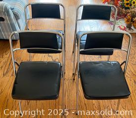 MaxSold Auction: Mid-Century Modern Chrome Black Vinyl Folding Chairs- Set of 4 - Oak Park (California, USA) PARTNER MANAGED Estate Sale Online Auction - Pesto Way