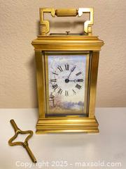 MaxSold Auction: Vintage Brass Carriage Clock with Hand Painted French Pastoral Scene  - Oak Park (California, USA) PARTNER MANAGED Estate Sale Online Auction - Pesto Way