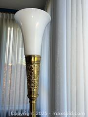 MaxSold Auction: Vintage Brass Stiffel Torchiere Floor Lamp with Flared Glass Shade - Oak Park (California, USA) PARTNER MANAGED Estate Sale Online Auction - Pesto Way