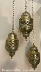 MaxSold Auction: Vintage Pierced Brass Moroccan / Persian Pendant Teardrop Lanterns - Oak Park (California, USA) PARTNER MANAGED Estate Sale Online Auction - Pesto Way