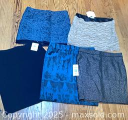 MaxSold Auction: 5 Skirts - fits 10-12 - 2 NWT incl Milly sz 12 &#38; CK black skirt; GRYPHON is a navy textured LEATHER skirt  - North York (Ontario, Canada) SELLER MANAGED Downsizing Online Auction - Country Lane