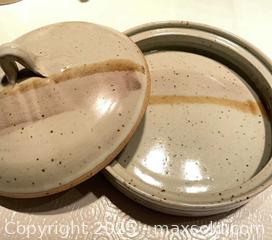 MaxSold Auction: Lidded Casserole pottery (has makers mark) &#38; Unbranded Cream &#38; Covered Sugar - North York (Ontario, Canada) SELLER MANAGED Downsizing Online Auction - Country Lane