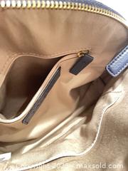 MaxSold Auction: Summer bags - Navy/tan Talbots crossbody w adj straps; Unbranded tan weave bag with drawstring closure - North York (Ontario, Canada) SELLER MANAGED Downsizing Online Auction - Country Lane