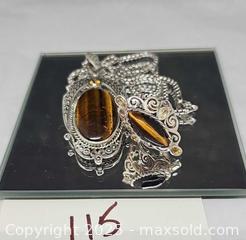 MaxSold Auction: 14k White Gold Chain, Sterling Cats Eye style jewelry set - Hatboro (Pennsylvania, USA) PARTNER MANAGED Estate Sale Online Auction -  Jacksonville Road