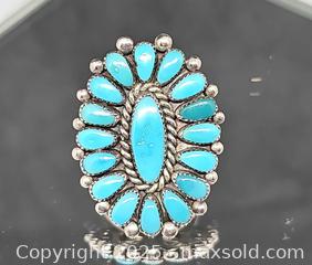 MaxSold Auction: Alice Quam A Q Native American Silver Signed Turquoise Zuni Ring  - Hatboro (Pennsylvania, USA) PARTNER MANAGED Estate Sale Online Auction -  Jacksonville Road
