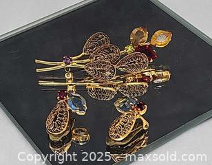 MaxSold Auction: Goldtone gemstone brooch and earrings signed Austria  - Hatboro (Pennsylvania, USA) PARTNER MANAGED Estate Sale Online Auction -  Jacksonville Road