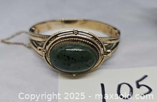 MaxSold Auction: Goldtone green stone hinged bangle, pin and trinket box  - Hatboro (Pennsylvania, USA) PARTNER MANAGED Estate Sale Online Auction -  Jacksonville Road