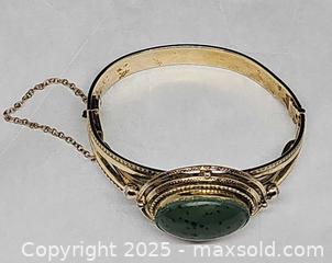 MaxSold Auction: Goldtone green stone hinged bangle, pin and trinket box  - Hatboro (Pennsylvania, USA) PARTNER MANAGED Estate Sale Online Auction -  Jacksonville Road