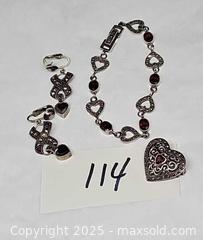 MaxSold Auction: Sterling, marcasite, garnet jewelry set - Hatboro (Pennsylvania, USA) PARTNER MANAGED Estate Sale Online Auction -  Jacksonville Road