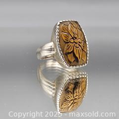 MaxSold Auction: Sterling Silver Size 8 Ring with Carved Wood Floral Center - Hatboro (Pennsylvania, USA) PARTNER MANAGED Estate Sale Online Auction -  Jacksonville Road