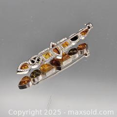 MaxSold Auction: Vintage Sterling Silver Honey Amber Brooch/Pin - Hatboro (Pennsylvania, USA) PARTNER MANAGED Estate Sale Online Auction -  Jacksonville Road