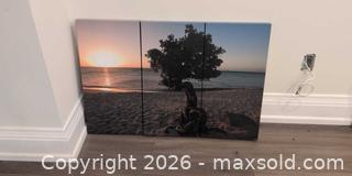 MaxSold Auction: Triptych Beach Sunset Canvas Wall Art — 3 Panels, 12" x 24" Each - Richmond Hill (Ontario, Canada) SELLER MANAGED Moving Online Auction - English Oak Drive