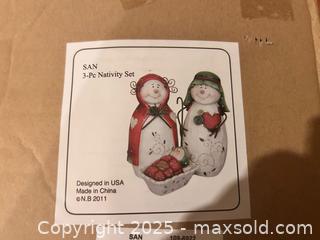 MaxSold Auction: snowmen 3pc nativity set  - Easton (Pennsylvania, USA) SELLER MANAGED Downsizing Online Auction - South 12th Street