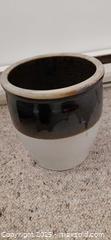 MaxSold Auction: Antique/Vintage Two-Tone Stoneware Crock  - Capacity: Marked with a clear blue &#34;2&#34;, indicating a 2-ga - Windsor (Ontario, Canada) PARTNER MANAGED Downsizing Online Auction - Ashland Drive