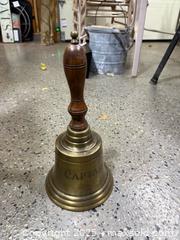 MaxSold Auction: Brass Ship/Hand Bell with Wood Handle, &#34;CAPTAIN&#34; Engraving - Windsor (Ontario, Canada) PARTNER MANAGED Downsizing Online Auction - Ashland Drive