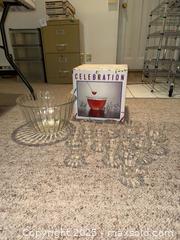 MaxSold Auction: Celebration Pressed Glass Punch Bowl Set with Handled Cups (12) - Windsor (Ontario, Canada) PARTNER MANAGED Downsizing Online Auction - Ashland Drive