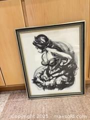 MaxSold Auction: Charcoal Portrait by Sheldon Clyde Schoneberg - Windsor (Ontario, Canada) PARTNER MANAGED Downsizing Online Auction - Ashland Drive