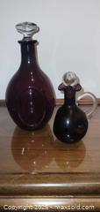 MaxSold Auction: Deep Amethyst Blown Glass Decanter and Cruet Set (2 pcs) - Windsor (Ontario, Canada) PARTNER MANAGED Downsizing Online Auction - Ashland Drive