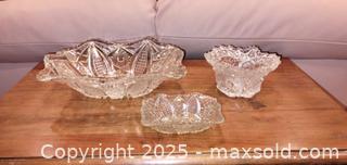 MaxSold Auction: Lot of 3 Clear Pressed Glass Decorative Dishes (Bowls &#38; Tray) - Windsor (Ontario, Canada) PARTNER MANAGED Downsizing Online Auction - Ashland Drive