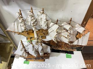 MaxSold Auction: Lot of 3 Decorative Wooden Model Sailing Ships - Windsor (Ontario, Canada) PARTNER MANAGED Downsizing Online Auction - Ashland Drive