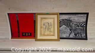 MaxSold Auction: Lot of 3 Wall Art Prints — Botanical, Red Door, Zebra - Windsor (Ontario, Canada) PARTNER MANAGED Downsizing Online Auction - Ashland Drive